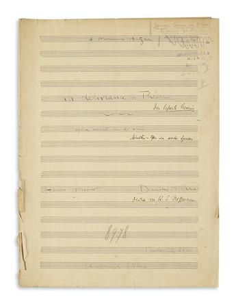 MILHAUD, DARIUS. Autograph Musical Manuscript dated and Signed, twice (Milhaud and in full), working draft of the vocal score for his